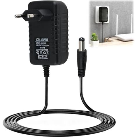 Adaptateur Secteur 12V 1.5A, Alimentation AC 100-240V 50/60Hz, Transformateur d'alimentation Universelle avec Prise DC 5,5 mm x 2,5 mm pour Bandes LED Lampe Caméra Routeur Radio (18W, Câble 1M) (1/5)