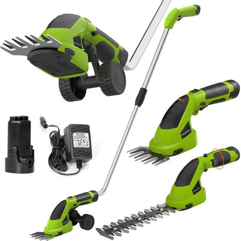 FOONNUN Cisaille Sculpte-Haie Électrique et Taille-Herbes Téléscopique sans Fil 7,2V, Cisaille à Gazon 2 en 1, Poignée Rotative à 180°, Batterie 2000mAh et Câble de Charge, pour Couper Gazon/Buisson (1/5)