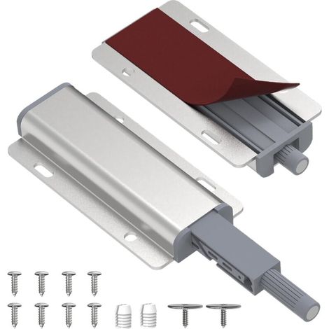 Serrature magnetiche per ante di armadi con pulsante, confezione da 6, robuste, con meccanismo di chiusura invisibile. Adatte per ante di armadi, cassetti, mobili e ante della cucina. (1/4)