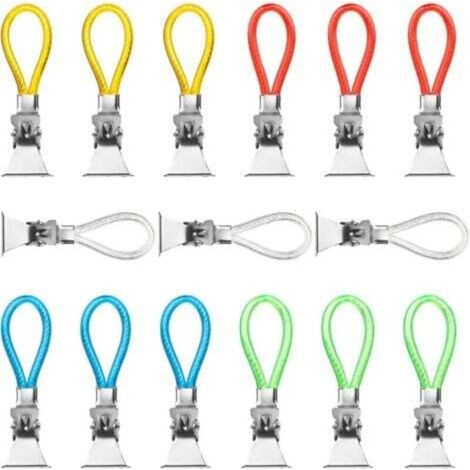 Set di 15 ganci portasciugamani (5 colori), portasciugamani da cucina, clip portasciugamani, clip portasciugamani in metallo, portasciugamani scorrevoli (1/4)