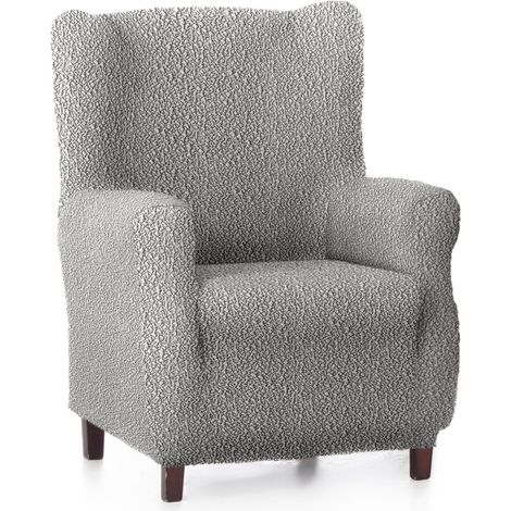 Housse de Fauteuil à Oreilles bi-élastique réglable, Respirante et résistante - Housse de Fauteuil à Oreilles Gris Clair avec mousses de Fixation et élastiques (1/5)