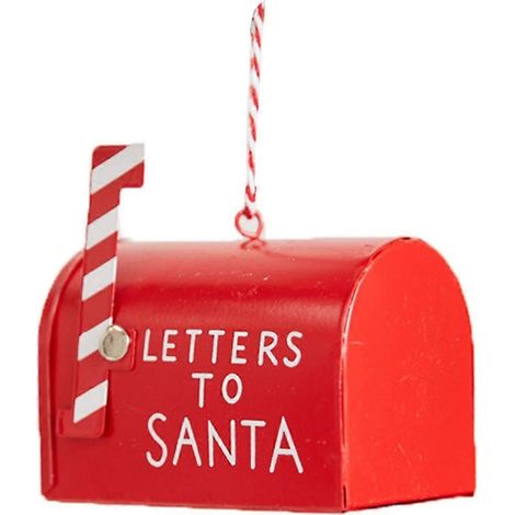 Adornos de buzón de correo y colgante de buzón de hierro pintado de rojo para árbol de Navidad, manualidades de colgante de buzón 3D (1/4)