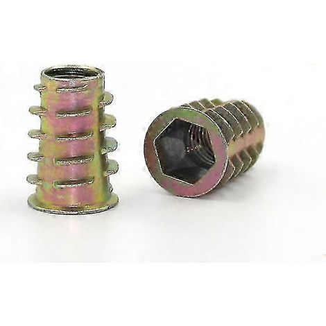 50 écrous à insert fileté M5 en alliage de zinc (M510 mm) pour meubles en bois - Visserie à six pans creux (1/4)