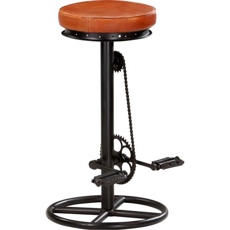 Maison Exclusive - Sgabelli da Bar 2 pz Nero e Marrone in Vera Pelle di Capra