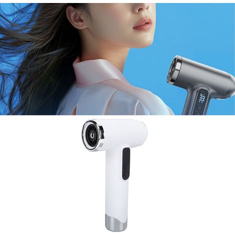 Secador de pelo USB recargable de 15600 mAh con motor de alta velocidad, portátil y silencioso, ideal para acampar y residencias estudiantiles. Color: blanco. (1/5)