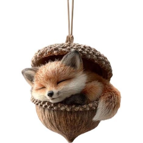 Guirlande De Décoration De Noël - Figurine Animal Des Bois En Forme De Gland - 7,6 cm - Pour Arbre De Noël Intérieur Et Extérieur - Lot De 6 (1/5)