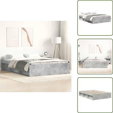 The Living Store Cadre de lit sans matelas gris béton 120x200 cm - Cadre De Lit - Lit Double - Lit Design - Lit Moderne - Meuble Chambre