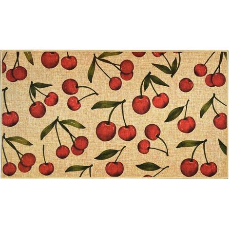 Tapis d'Entrée Motif Cerises Rouges - Antidérapant Extérieur/Intérieur - Tapis Bienvenue (1/5)