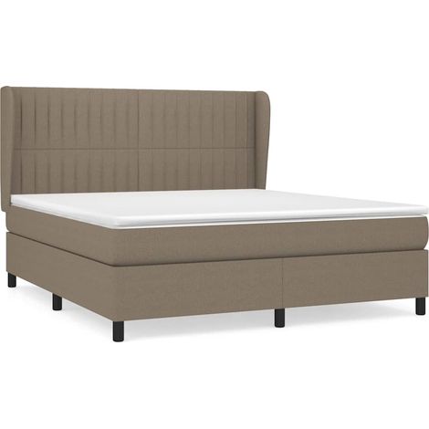 Maison Exclusive - Sommier à lattes de lit avec matelas Taupe 160x200 cm Tissu (1/5)