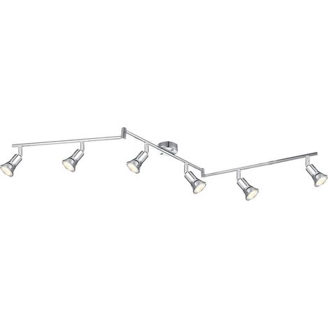 Faretto da soffitto a LED orientabile lampada da soffitto per soggiorno lampada faretto cromato striscia di faretti 6 fiamme, metallo, 6x 3W 6x 250lm bianco caldo, LxH 145 x 17,5 cm (1/2)