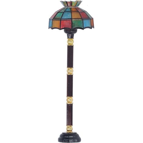 Lampe de sol miniature pour maison de poupée LED colorée, alimentée par piles, meuble réaliste 1:12