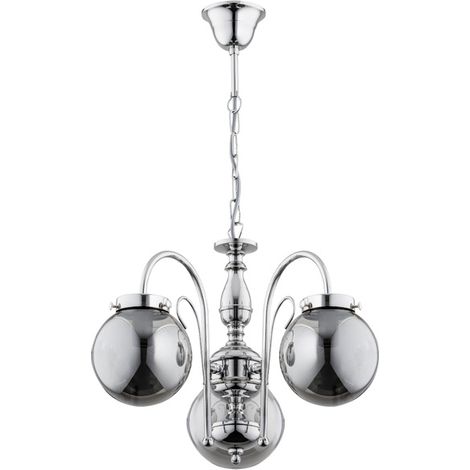 Alfa HERO Classic Glamour Chrome 3-Light Chandelier Ceiling Lamp, Metal Frame, 3xE14 Max 10W, Dimmable Ready, H65cm W51cm, for Living Room Dining Room Lighting