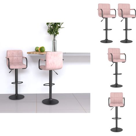 Barhocker - Living Barhocker 2 Stk. Rosa Samt (1/5)