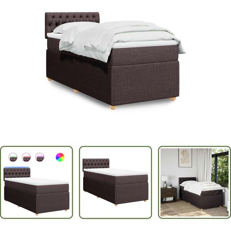 vidaXL Surmatelas -  Sommier à lattes de lit avec matelas Marron foncé 90x200 cm (1/5)