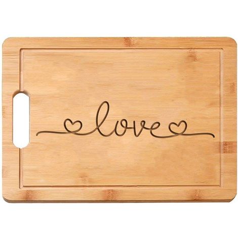 Planche à découper en bambou gravée "LOVE" – Cadeau romantique Saint-Valentin (1/5)