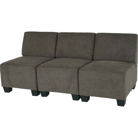 Salotto modulare componibile lounge moderno Lione N71 tessuto divano 3 posti senza braccioli marrone