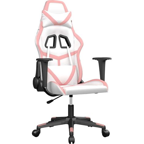 Maison Exclusive - Sedia da Gaming Massaggiante Bianco e Rosa in Similpelle (1/5)