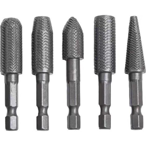 Lot de 5 râpes rotatives en acier pour sculpter le métal, le bois, le meulage du bois, les accessoires de travail du bois, l'élimination de la rouille (1/5)
