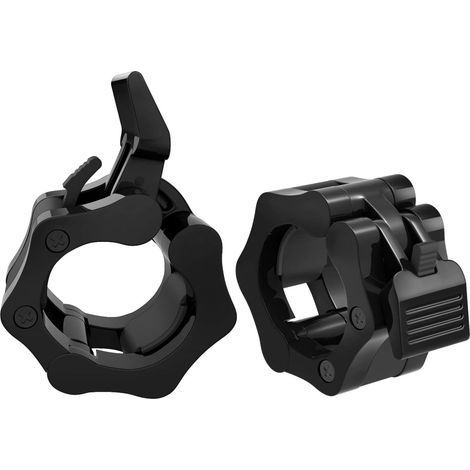 Paire de colliers professionnels pour barre olympique, serrage sécurisé pour musculation, noir (1/5)
