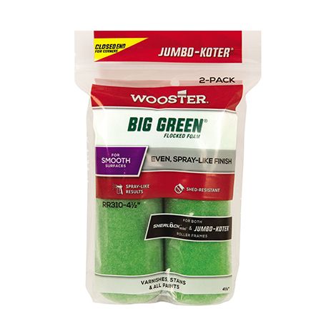 Wooster Jumbo Koter Big Green 4.5" Mini Roller Sleeves Smooth - Twin Pack