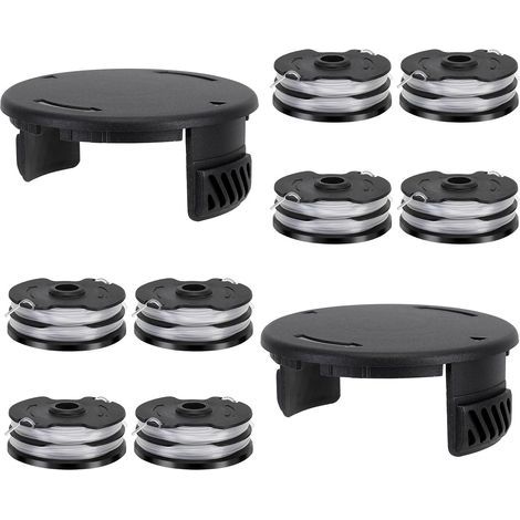 8 Bobines Fil Coupe-Bordure + 2 Couvercles Compatibles Parkside PRTA 20-Li C3 A1B2 PRT 550 A1 A3 PRT 300 A1 LIDL, Recharge Nylon 1.6mm x 8.3m (1/5)