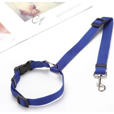 Couleur unie deux-en-un pour animaux de compagnie ceinture de sécurité en nylon laisse de plomb siège arrière ceinture de sécurité réglable chiens harnais collier accessoires pour animaux de compagnie