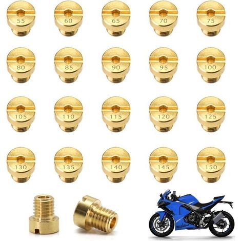 20 Stück Hauptdüsen für Vergaser, M5 Hauptdüse, Messing-Vergaserdüsen, Vergaserdüsen für Roller, Motorräder und Mopeds, kompatibel mit Dellorto PHBG (1/4)