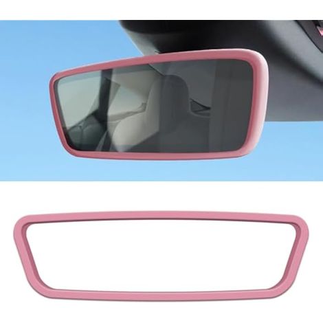 Garniture de rétroviseur rose pour Tesla Model 3 Y X S Semi 2014-2024, protection d'écran en silicone pour cadre de voiture, accessoires de voiture (rose) (1/5)