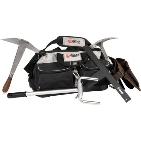 Dimos – Sac à outils ardoisier droitier 980320 – 5 outils inclus – Fond renforcé pour solidité – Sangle réglable pour transport facile