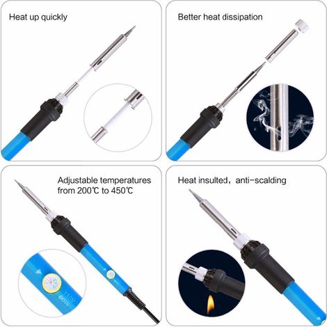 Kit De Fer À Souder 60 W - Pistolet À Souder LCD Numérique Thermostat Réglable En Céramique À Température Contrôlée Et Chauffage Rapide Pour Bijoux (1/5)