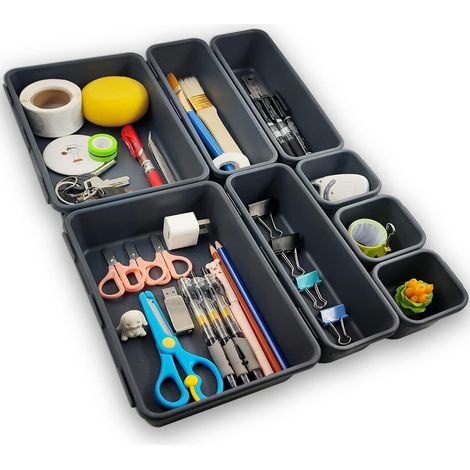 Organizador De Cajones - 8 Piezas En 3 Tamaños - PP Resistente - Para Baño Cocina Oficina Escritorio De Maquillaje (1/5)