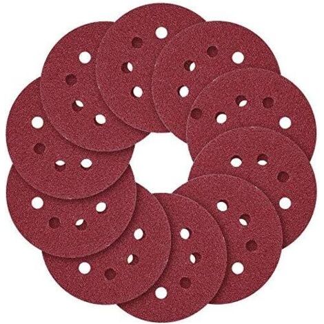 BUNTHAUS Meule, 5\" (125 mm) Anse à 8 trous, 40 60 80 100 120 150 180 240 320 400 600 800 (paquet de 120)