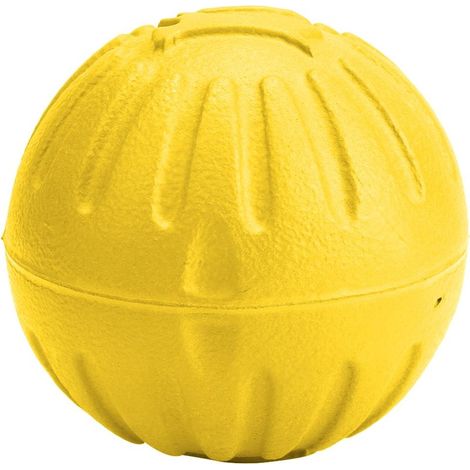 Une balle interactive pour chien durable et résistante aux mâchouillages (jaune). (1/5)