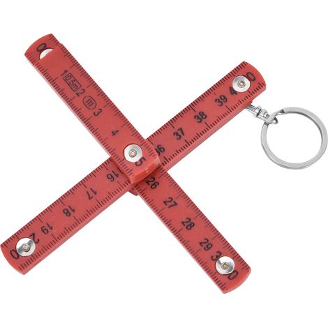 Règle pliante en ABS, portable, 0,5 m, avec anneau porte-clés, pour la menuiserie et la pose de carrelage, rouge (1 pièce). (1/5)