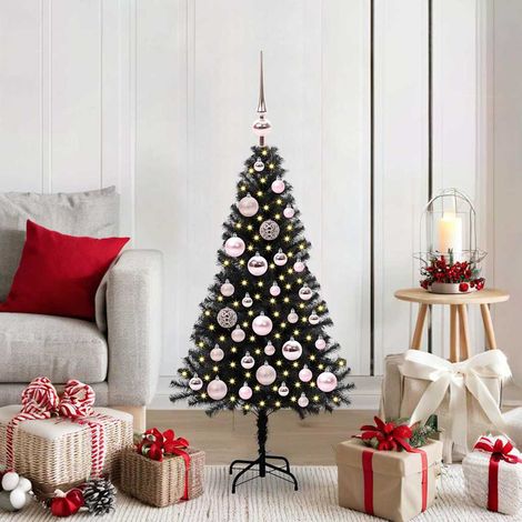 Weihnachtsbaum mit 150 LEDs mit Ständer Schwarz 120 cm PVC