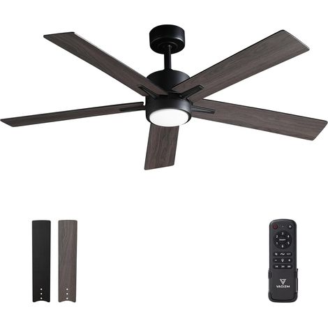 Ventilateur Plafond avec Lumiere pour Chambre:132CM Ventilateur Plafond Silencieux - 6 Vitesses Télécommande et LED Dimmable - Convient pour l'hiver et l'été - Noyer 3 pagaies - 220 à 240 VV (1/5)
