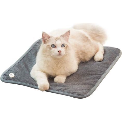 Coussin chauffant pour animaux de compagnie, coussin chauffant 24V basse tension température pour chats et chiens, imperméable, anti-morsure 40x40cm(gris) (1/5)