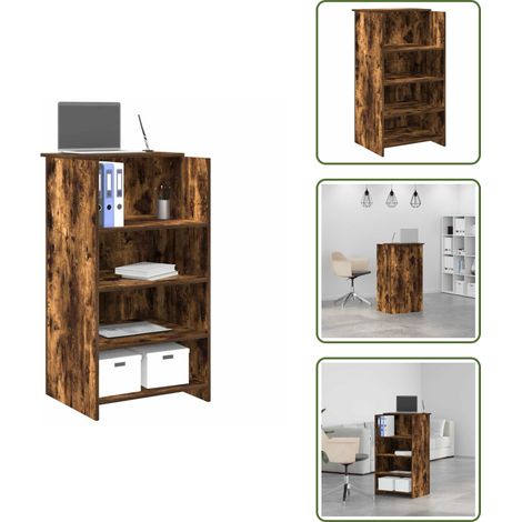 Rangement bureau - vidaXL Bureau de réception chêne fumé 55x50x103,5 cm bois d'ingénierie - Comptoir intégré (1/5)