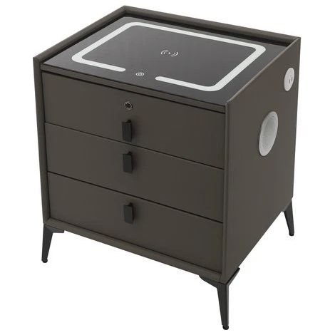 3-Drawer Bedside Table Storage Cabinet with Tri-colour LED Ambient Light for living room, office, bedroom, dormitory