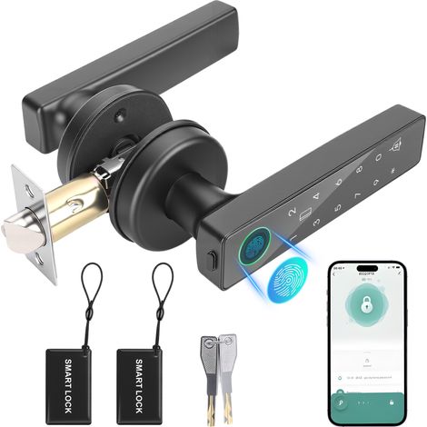 Serratura intelligente con schermo, serratura biometrica con impronta digitale e tastiera, accesso senza chiave tramite APP, maniglia intelligente per serratura.