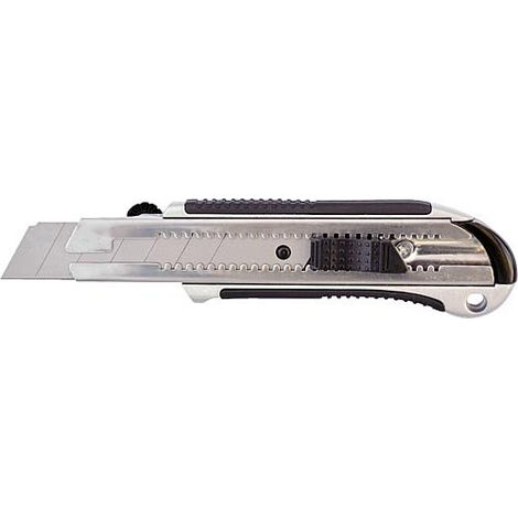 Cutter universel 25 mm, 6 crans Corps métallique avec arret Longueur 190 mm
