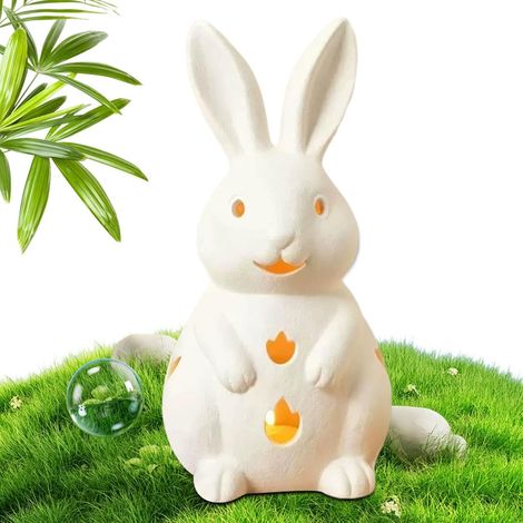 Porte-Bougie Bunny Décoration Porte-Bougie en Résine Lapin De Pâques Décoration Mignonne Lapin Pour fête du printemps cheminée pièce maîtresse vacances bureau maison rebord de (1/5)