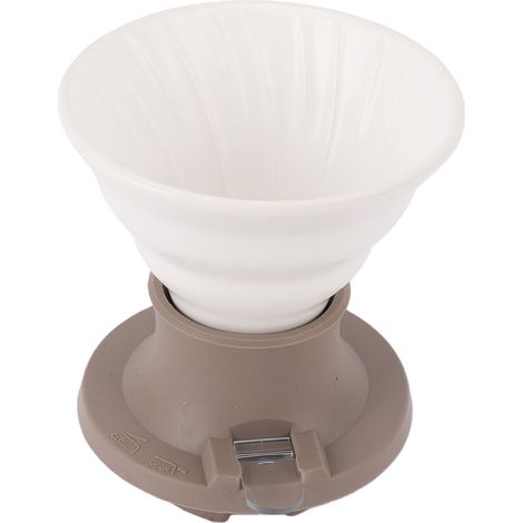 Infuseur à café à immersion avec interrupteur, porte-filtre en céramique résistant à la chaleur, pour la maison, les voyages et le bureau, blanc et gris. Idéal pour la maison, les voyages et le bureau (1/5)