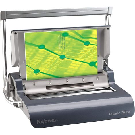 Fellowes Rilegatrice Spirale a Dorsi Metallici Quasar Wire, Rilegatrice a Pettine Manuale, 34 Fori, Rilegatura fino a 130 fogli, Perforazione 15 fogli, con Misuratore dei Dorsi e Guida Margine (1/5)
