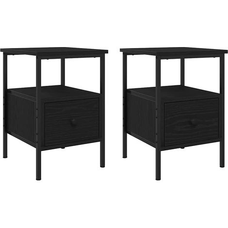 Maison Exclusive - Armadio da Notte con cassetto 2 pcs Rovere Nero 34 x 36 x 50 cm