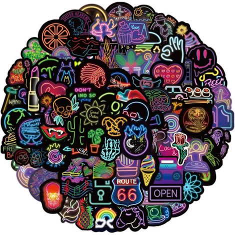 100pcs autocollant néon ordinateur portable voiture Scrapbooking skateboard mignon vsco autocollant (1/5)