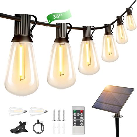 Guirlande Lumineuse Guinguette Exterieur 36.5M - ST38 120FT 60+2 LED Ampoules de Guirlandes Jardin Lumiere Exterieure Connectable IP54 Imperméable Guirlande Lumières Extérieur Terrasse Pergola Balcon (1/5)