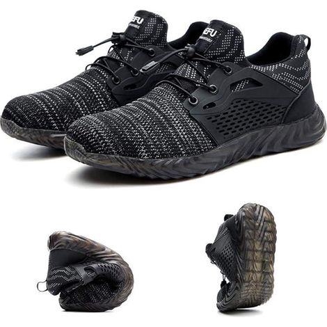Chaussures de sécurité homme femme gris EUR 43, embout acier, baskets de travail industrielles
