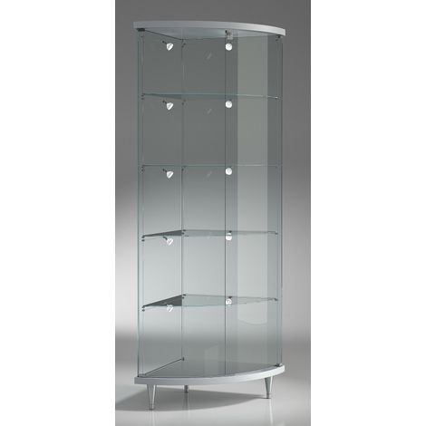 Vetrina Angolare in Cristallo Temperato 4 Ripiani (58x58X190) Colore Silver (1/2)