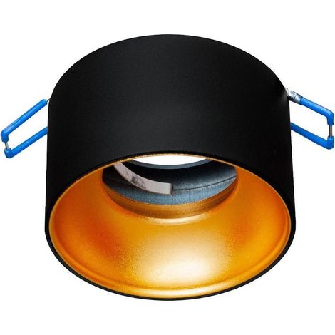 TrAdE Shop Traesio - Portafaretto Tondo Nero Oro Incasso 70 Mm Luce Soffitto Lampade Led Gu10 Gu5.3 - (1/5)